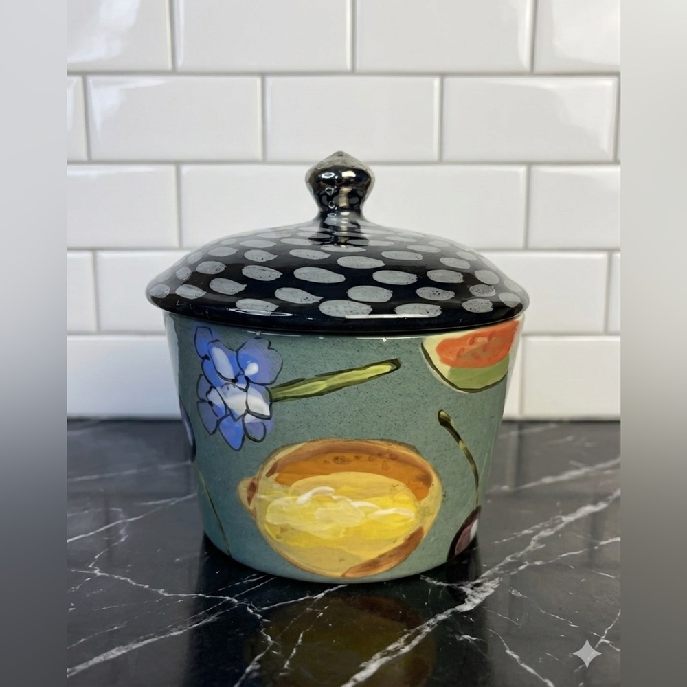 Droll Designs Canister Large Lidded Sugar Dip Bowl with Slot